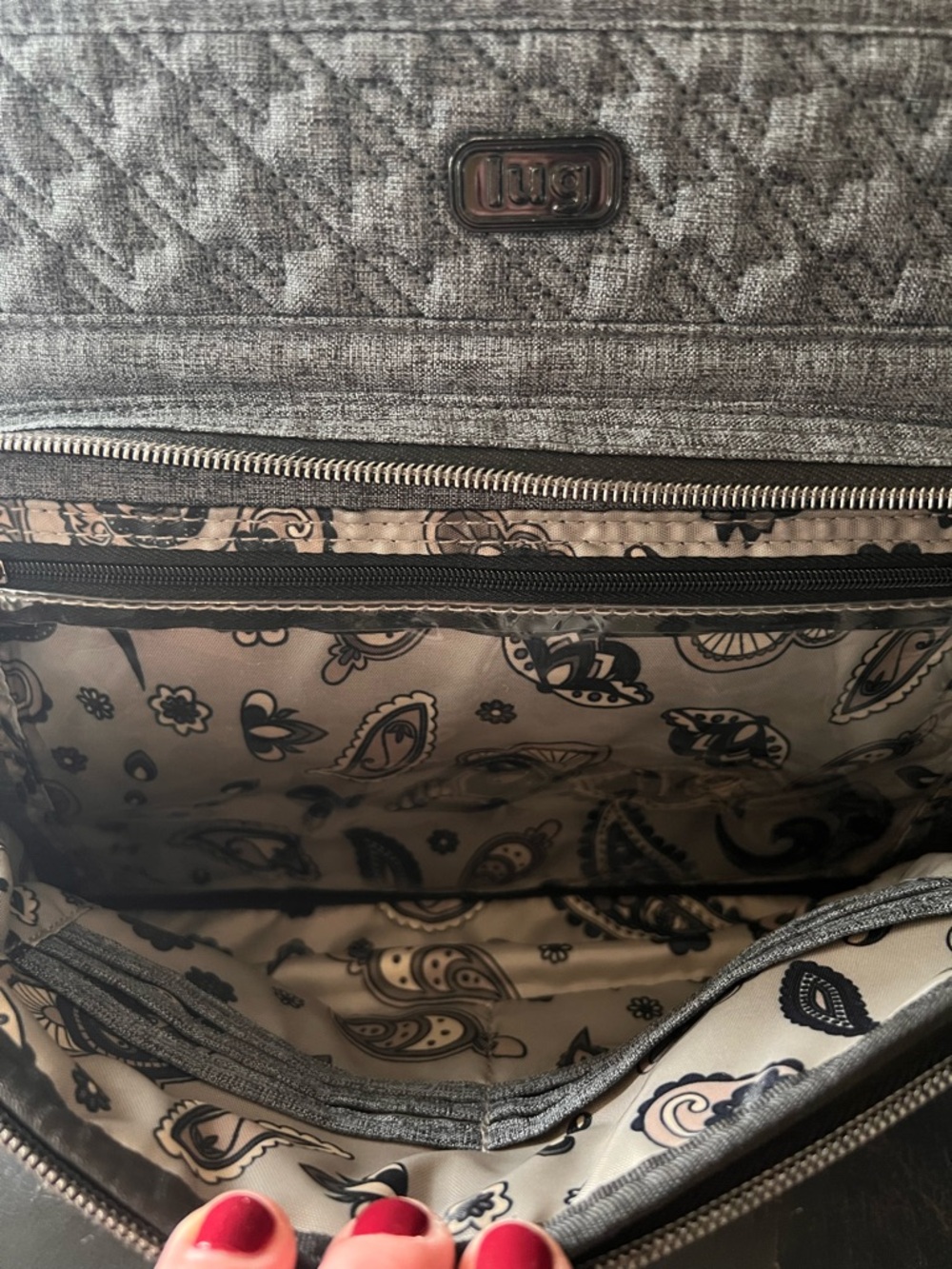 Lug Windjammer Tote Gray Quilted Travel Bag Organizer Lightweight Missing Strap - Picture 12 of 16